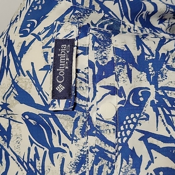 Columbia PFG Super Tamiami, Omni-Shade, Short-Sleeved, Blue/Gray Fish, Sz Small - Picture 2 of 9